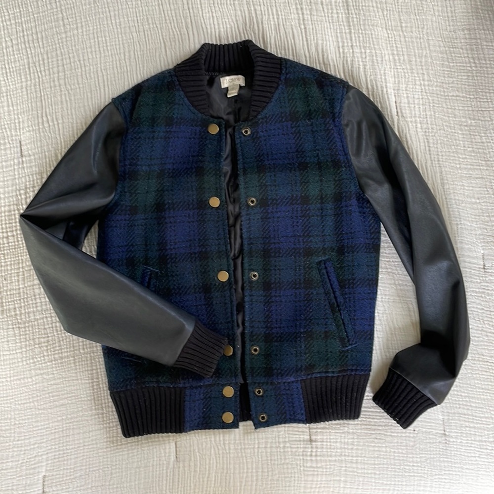 Jcrew Faux Leather Bomber Jacket